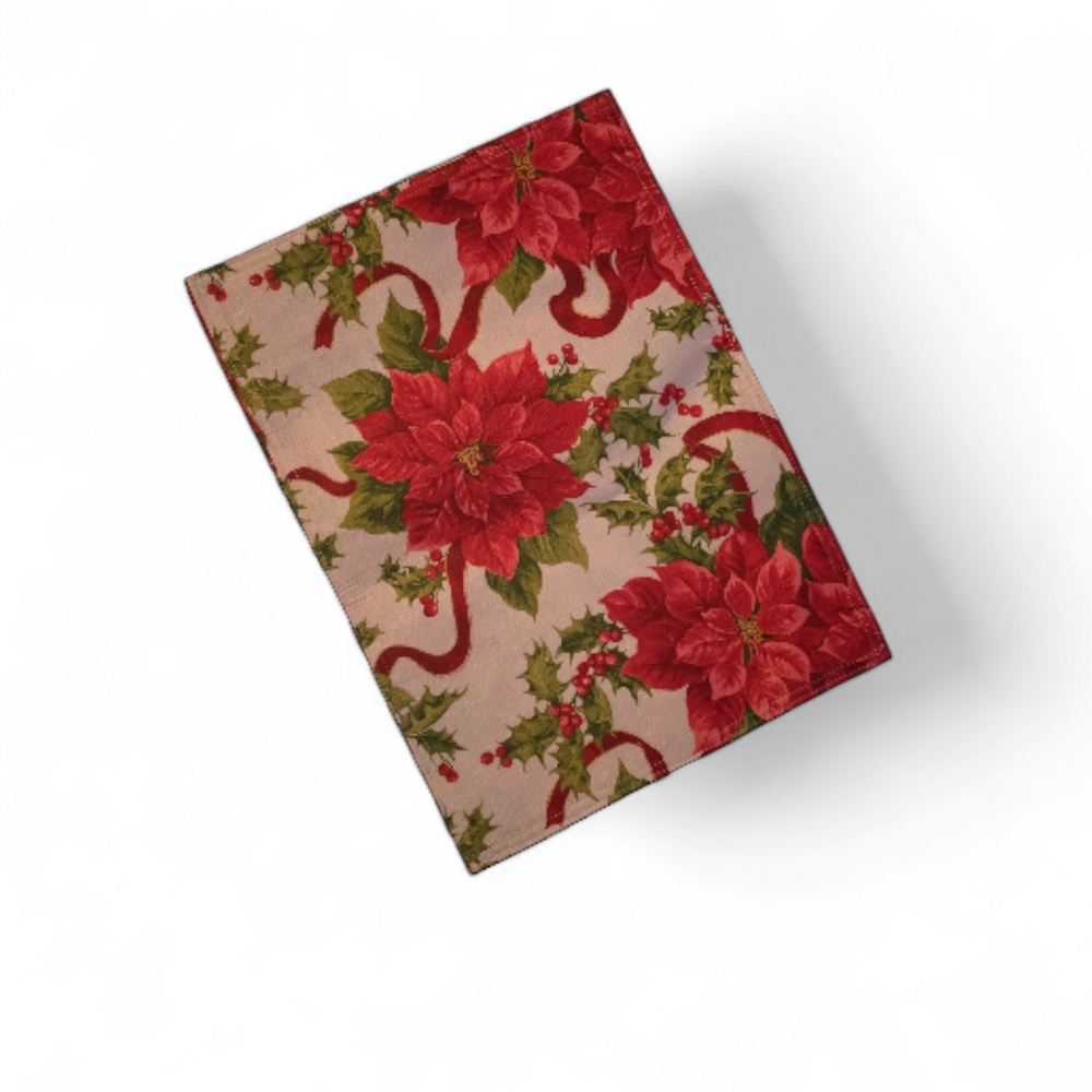 Set Of 4 Tapestry Place Mats Christmas Holly And Poinsettia 18x134 place matts - Picture 3 of 9